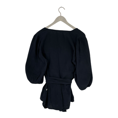 Kaiko muslin wrap blouse, black | woman L