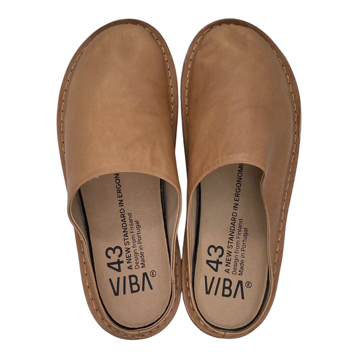 VIBAe Roma leather slippers, fawn tan | 43