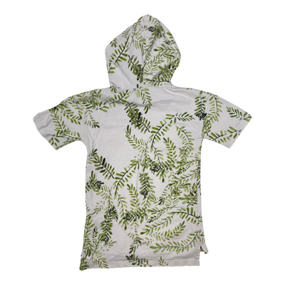 Kaiko hooded t-shirt, green leaves | 122/128cm