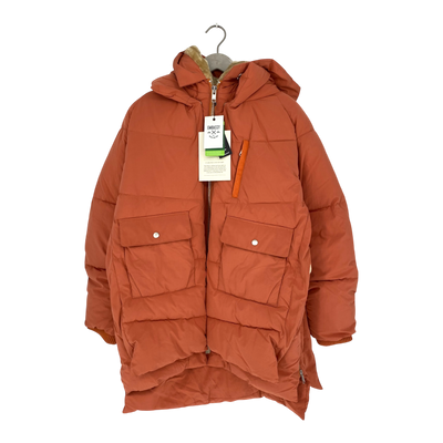 Embassy of Bricks and Logs Lyndon puffer jacket, tomato red | woman XL
