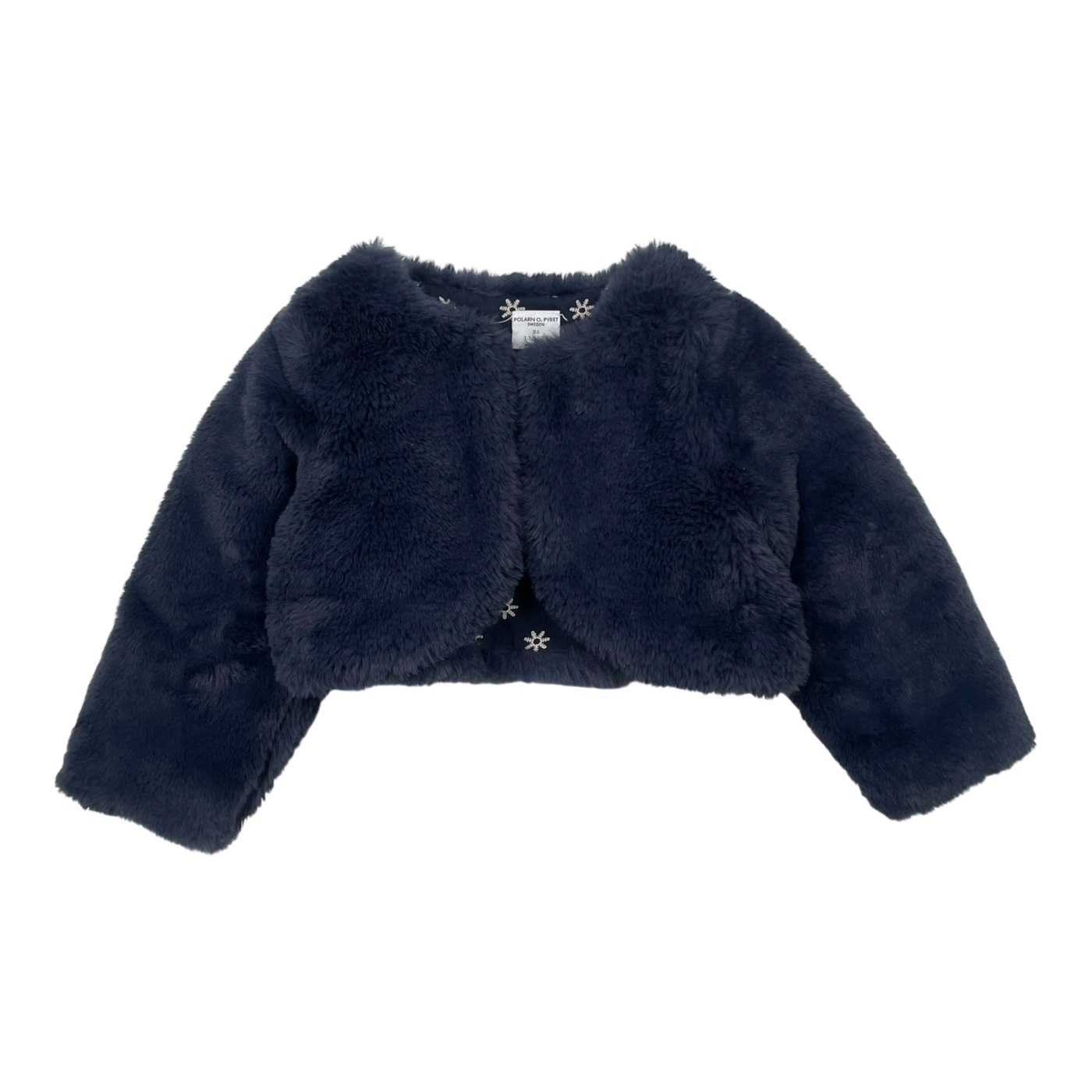 Polarn O. Pyret faux fur bolero jacket, blue | 86cm