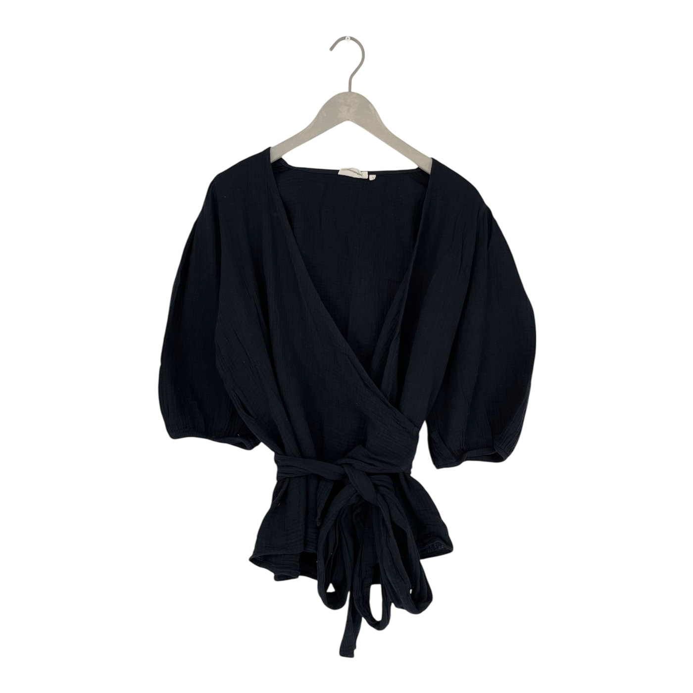 Kaiko muslin wrap blouse, black | woman L