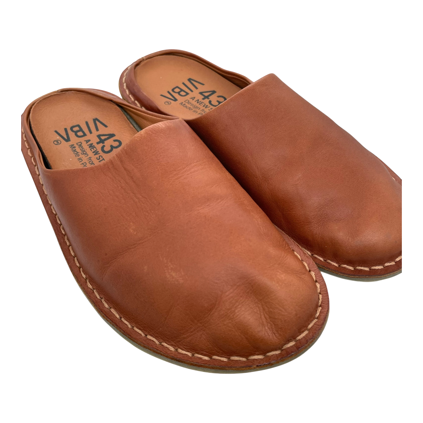 VIBAe Roma leather slippers, cognac brown | 43