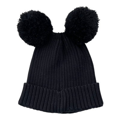 Mini Rodini pom knitted beanie, black | 52/54cm