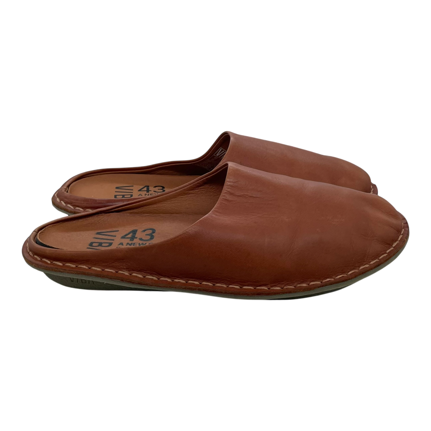 VIBAe Roma leather slippers, cognac brown | 43