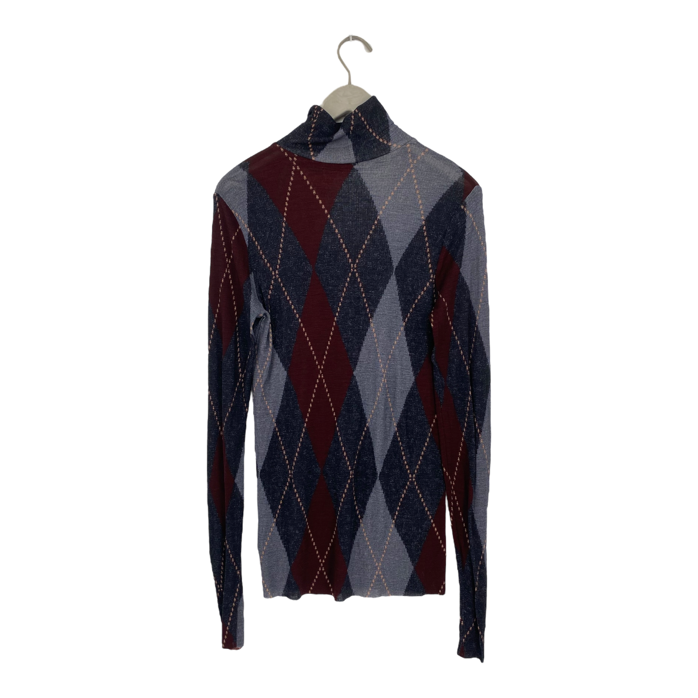 COS wool turtleneck shirt, argyle | woman L
