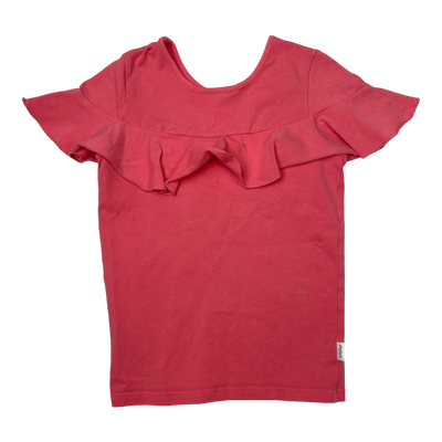 Gugguu frill t-shirt, coral | 116cm