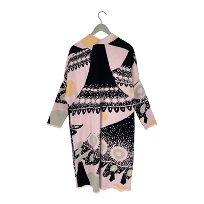 Papu long knitted cardigan, pink & black | woman M/L
