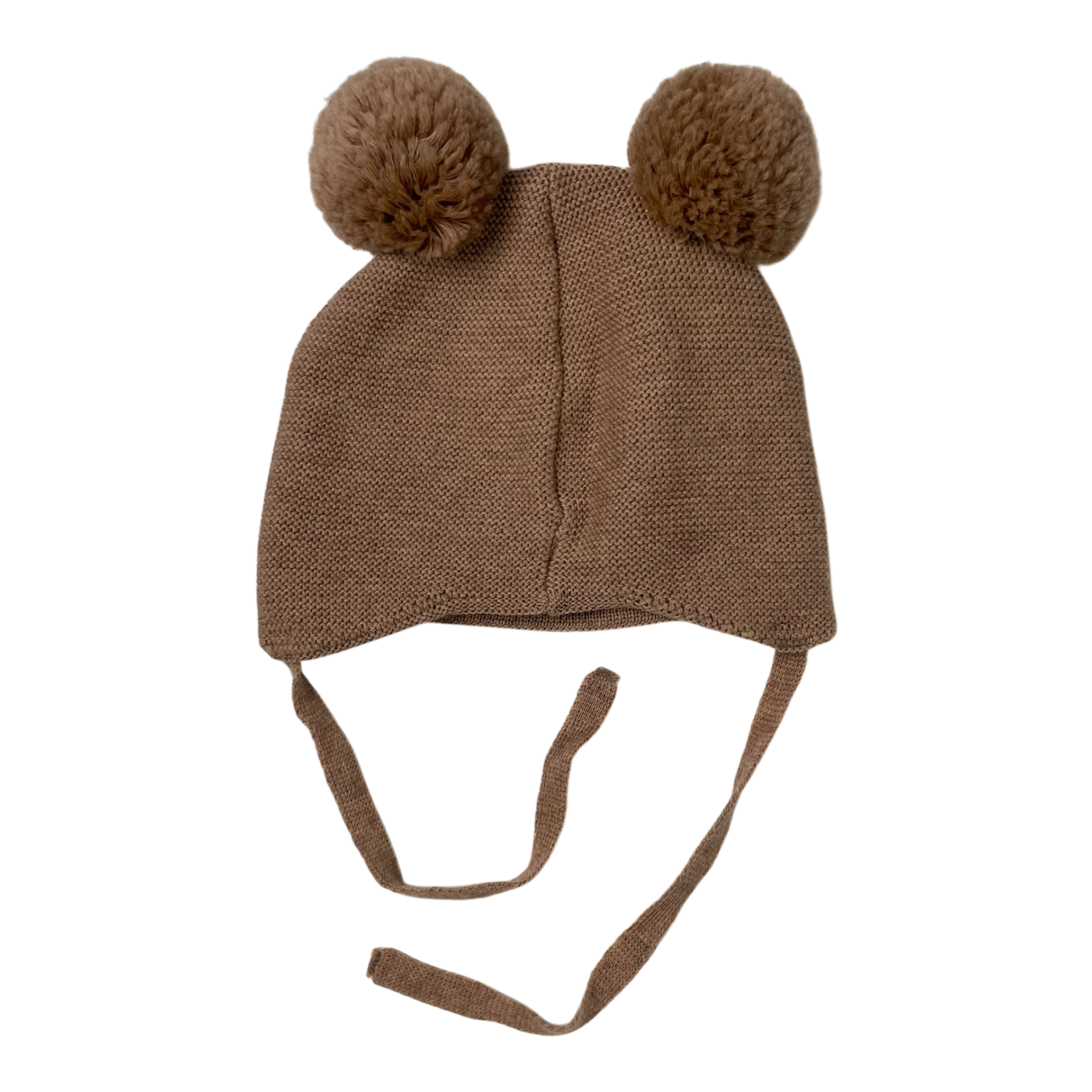 Metsola merino wool beanie with poms, tan | 1-2yrs