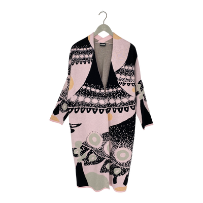 Papu long knitted cardigan, pink & black | woman M/L