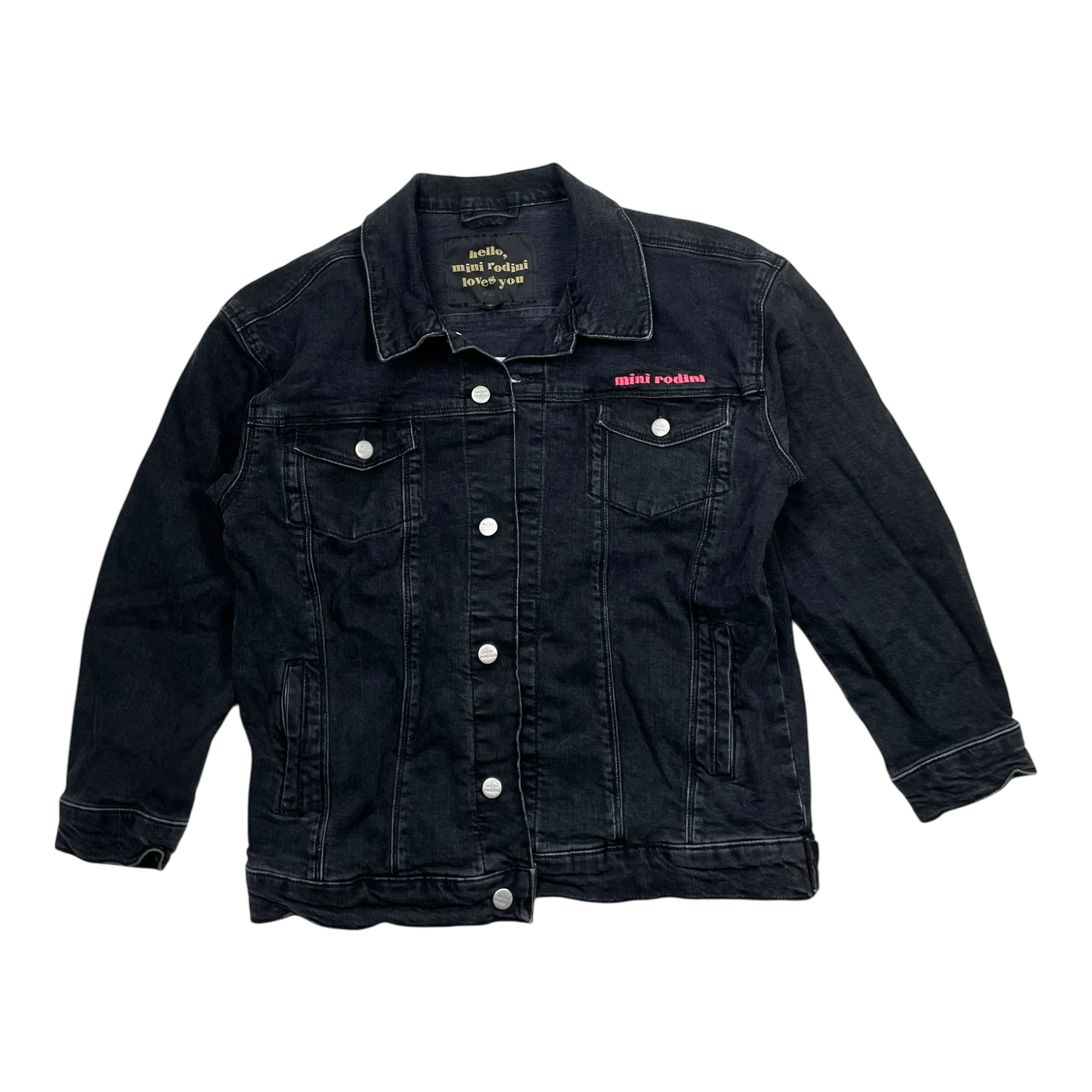 Mini Rodini denim jacket, cheer cat | 140/146cm