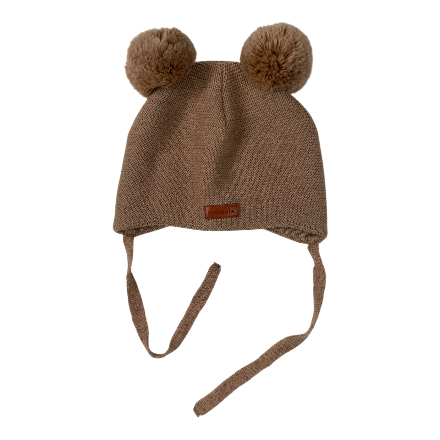 Metsola merino wool beanie with poms, tan | 1-2yrs