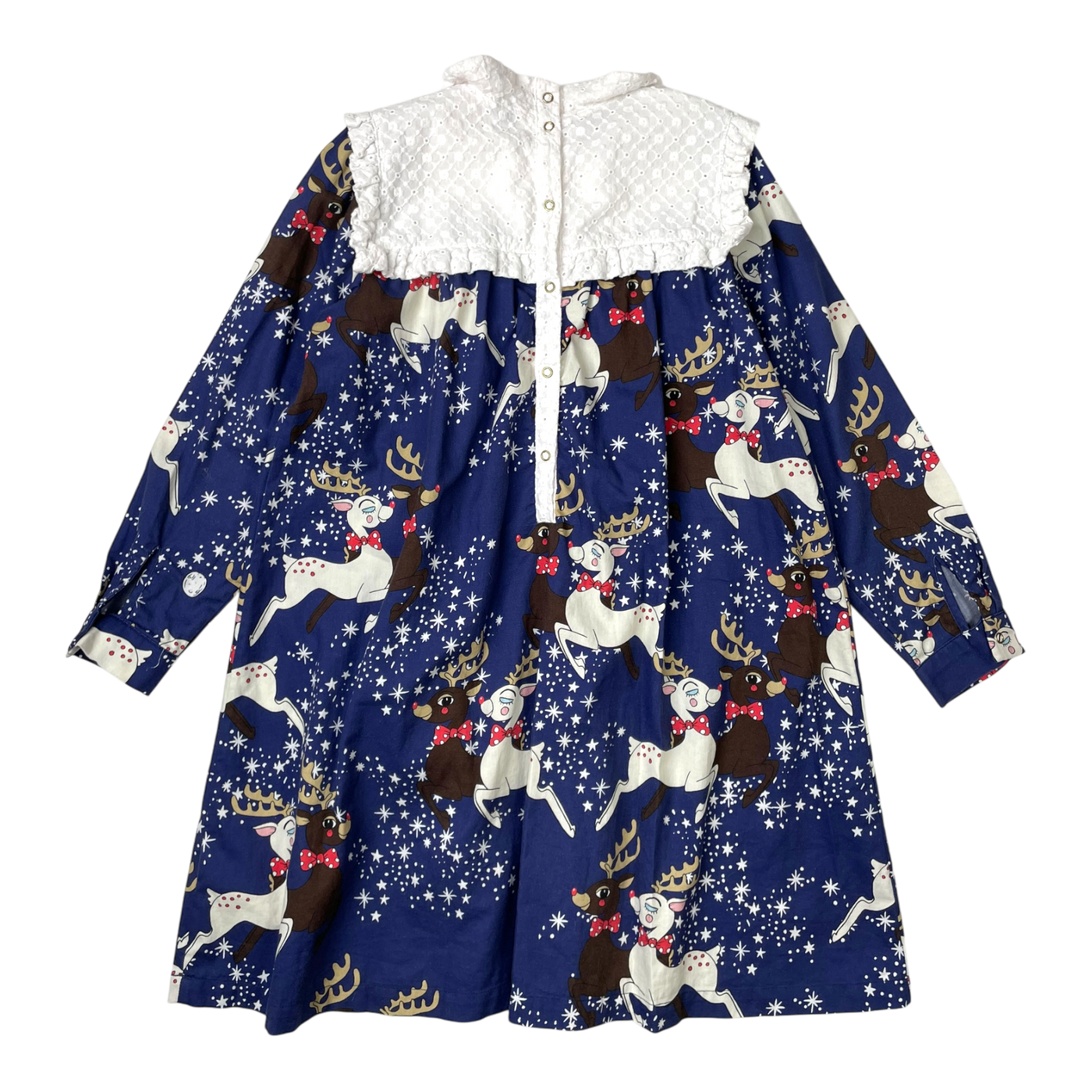 Mini Rodini long sleeve dress, reindeers | 128/134cm