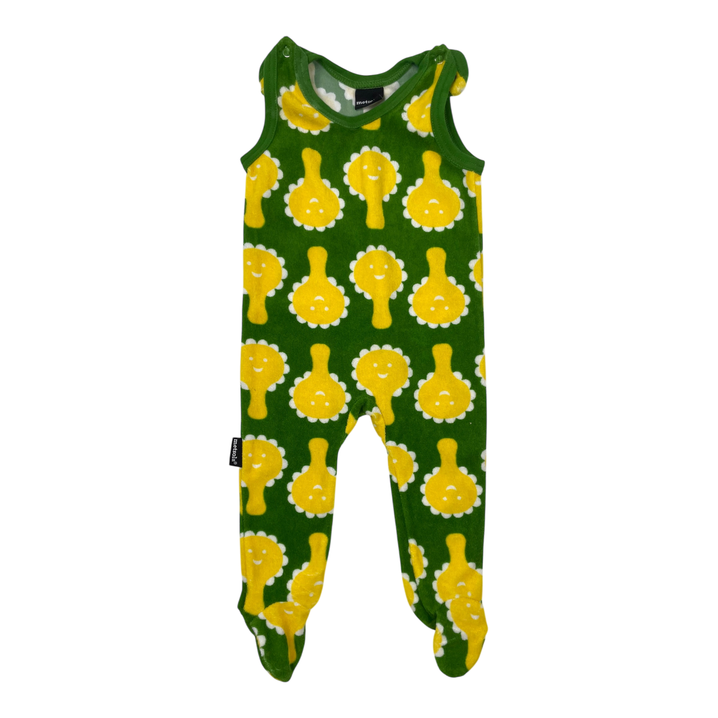 Metsola terry jumpsuit, green/yellow | 68cm