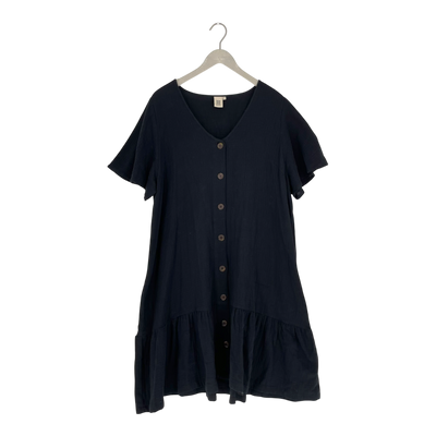 Kaiko muslin frill button dress, black | woman XL