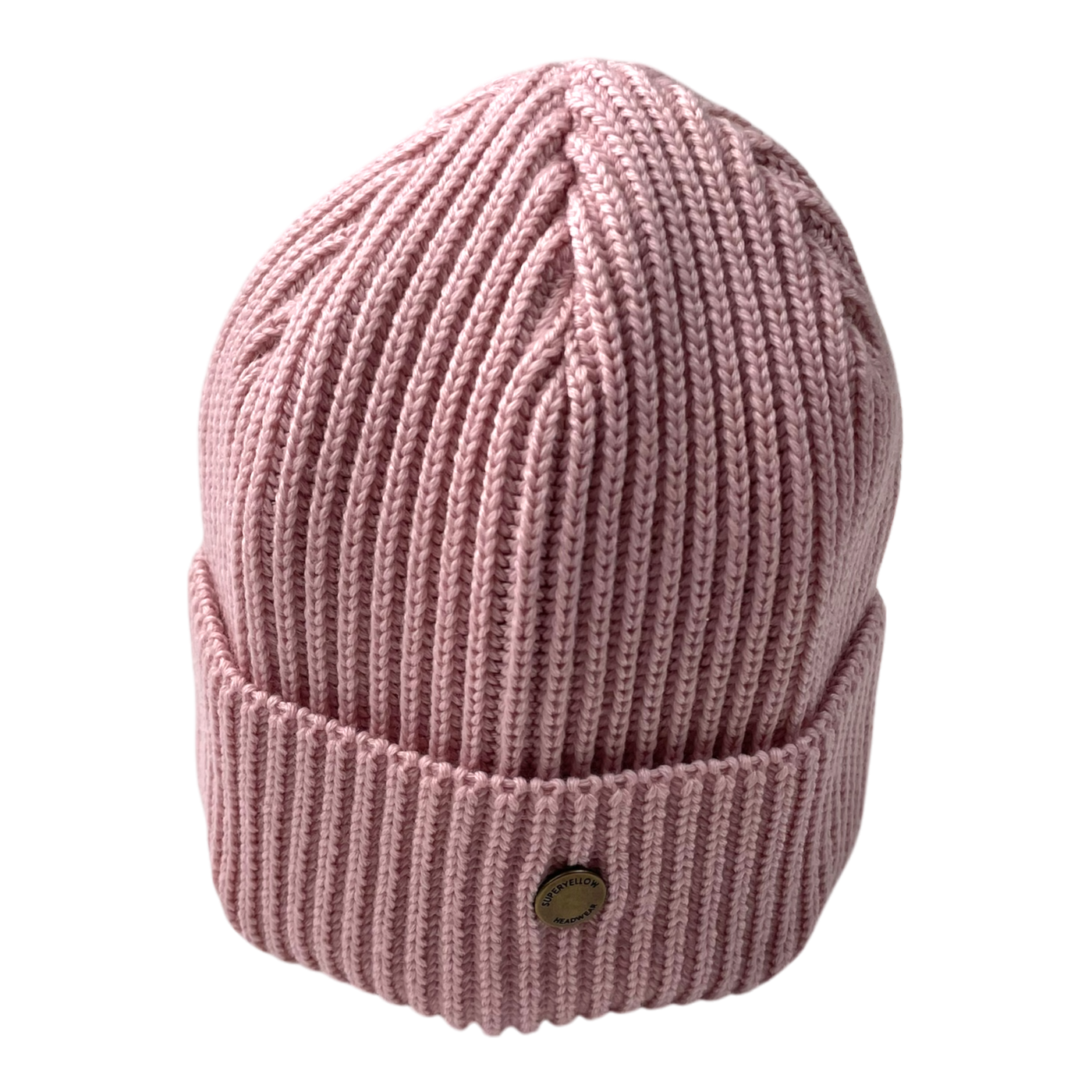 Superyellow merino wool beanie, pink | adult onesize