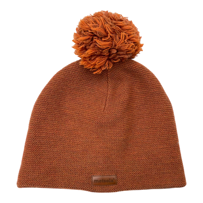 Metsola merino wool beanie with pom, orange | 56/58 cm