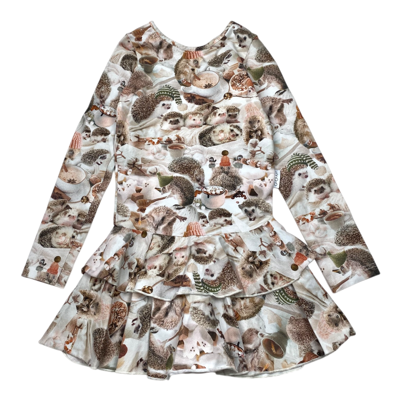 Gugguu frilla dress, hedgehog print | 122cm