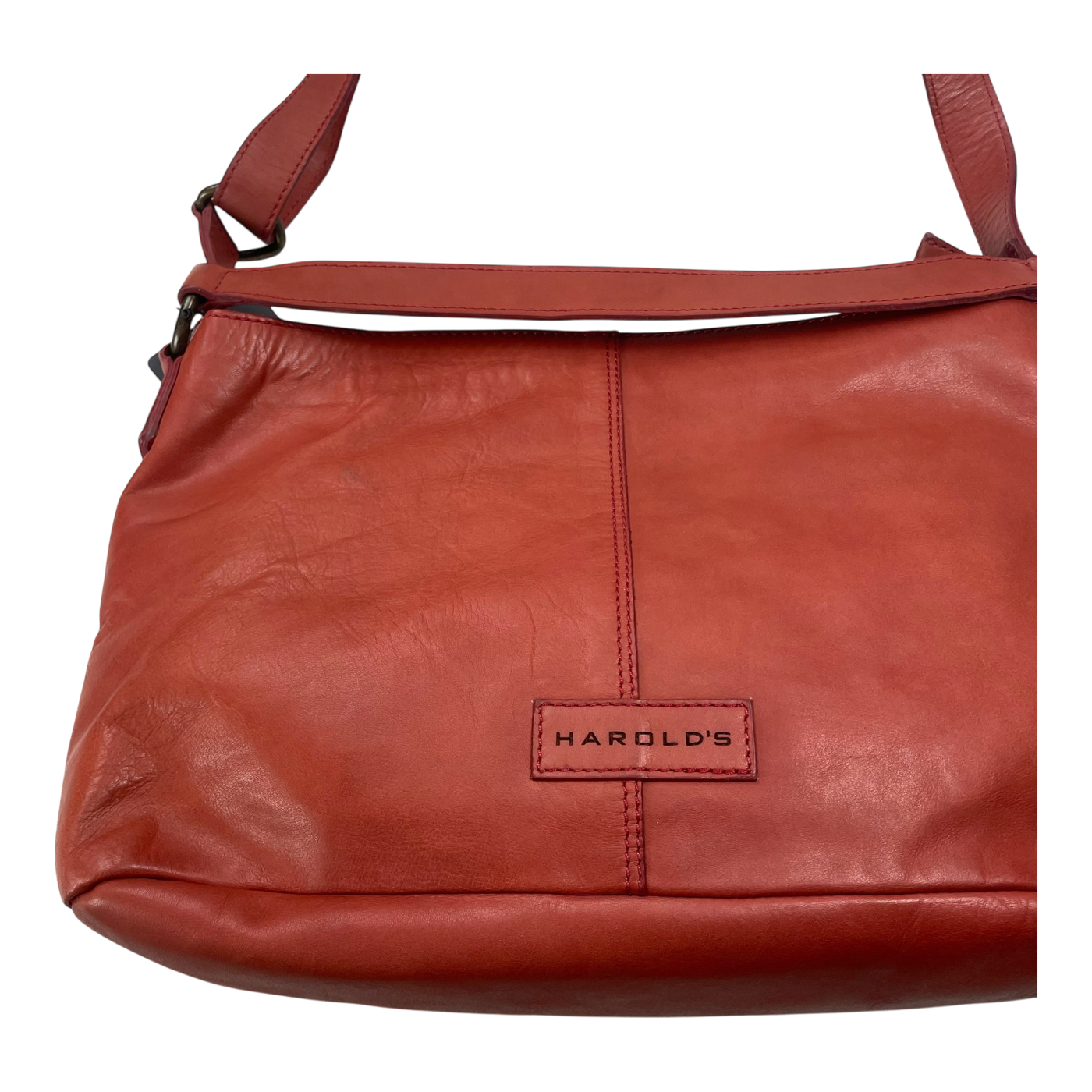 Harold's Bags leather submarine shopper, red