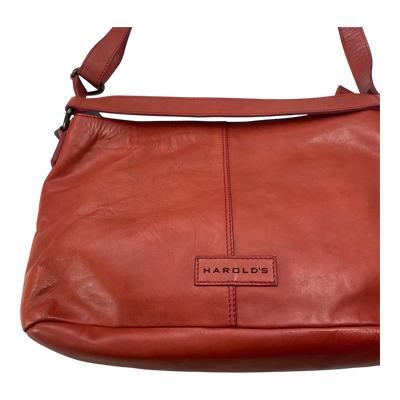 Harold's Bags leather submarine shopper, red