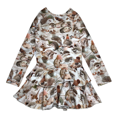 Gugguu frilla dress, hedgehog print | 122cm