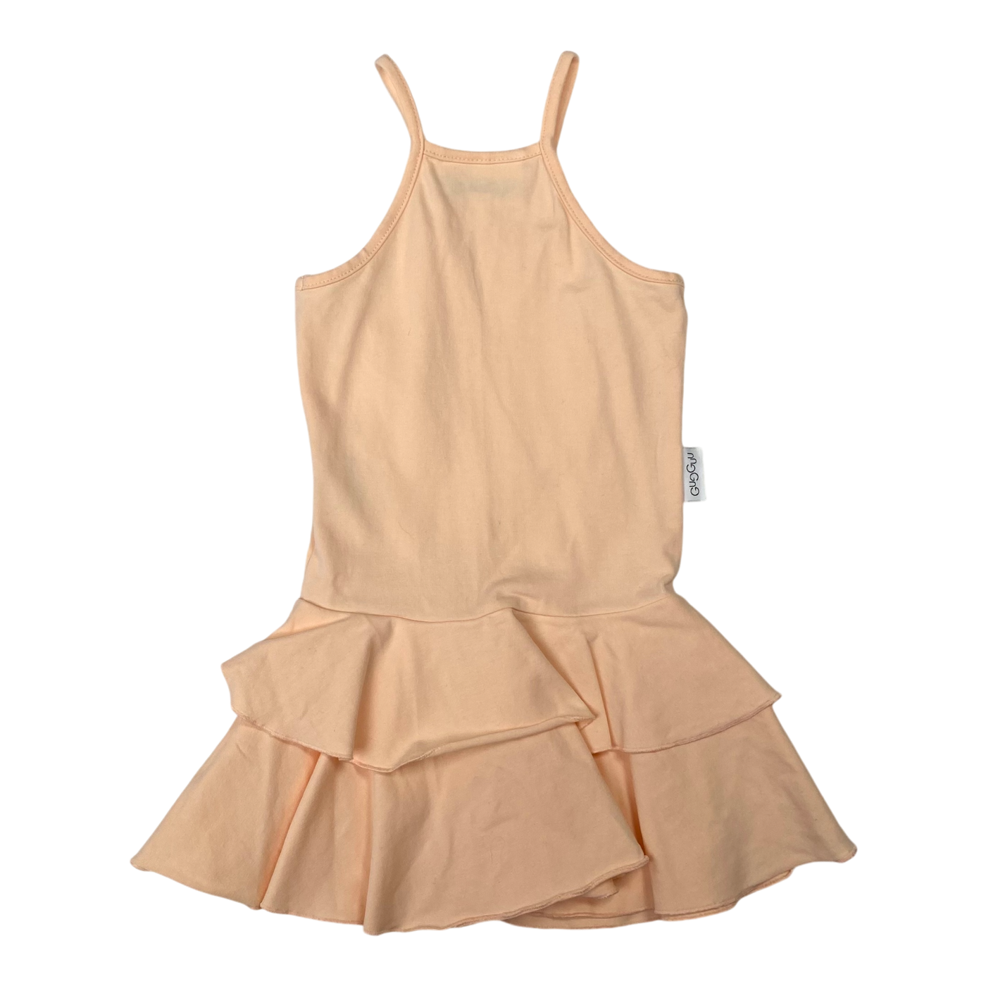 Gugguu spagetti frilla dress, peach | 86cm