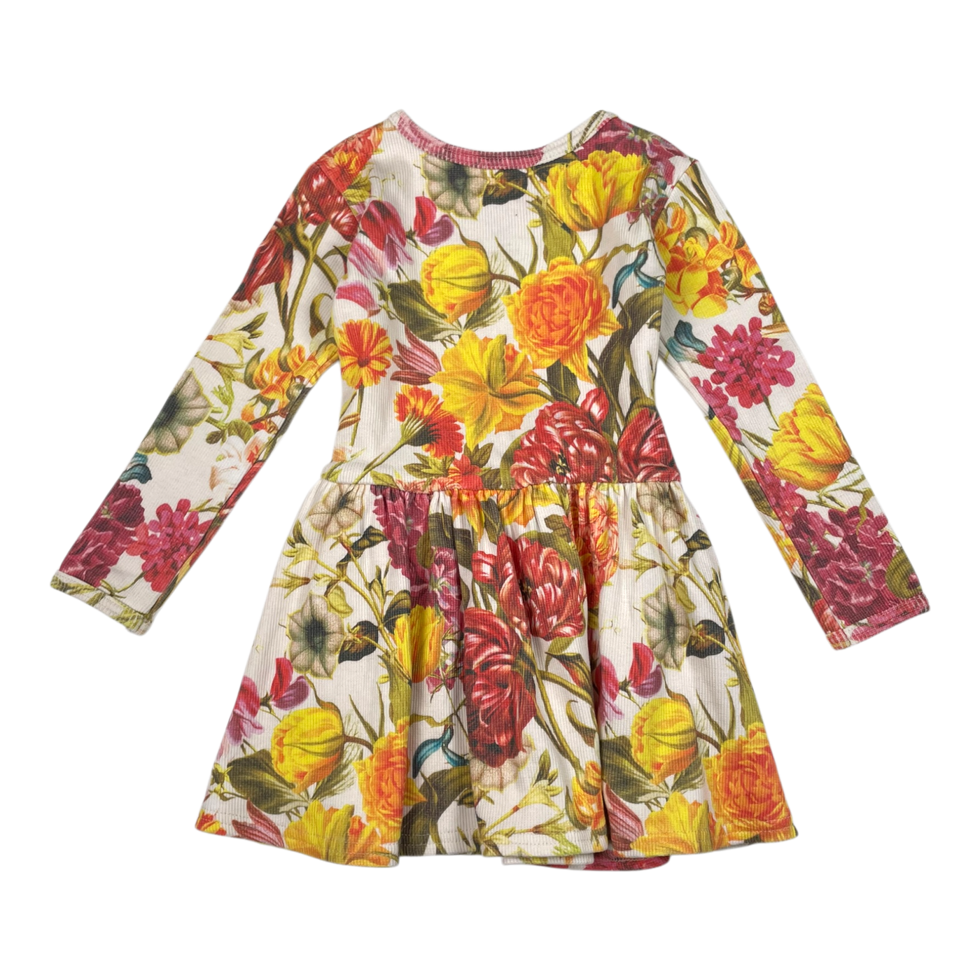 Metsola rib dress, flower | 86/92cm