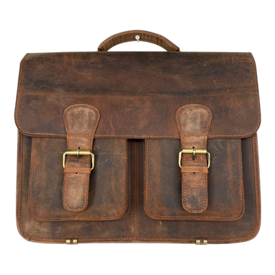 Holzrichter leather briefcase, brown