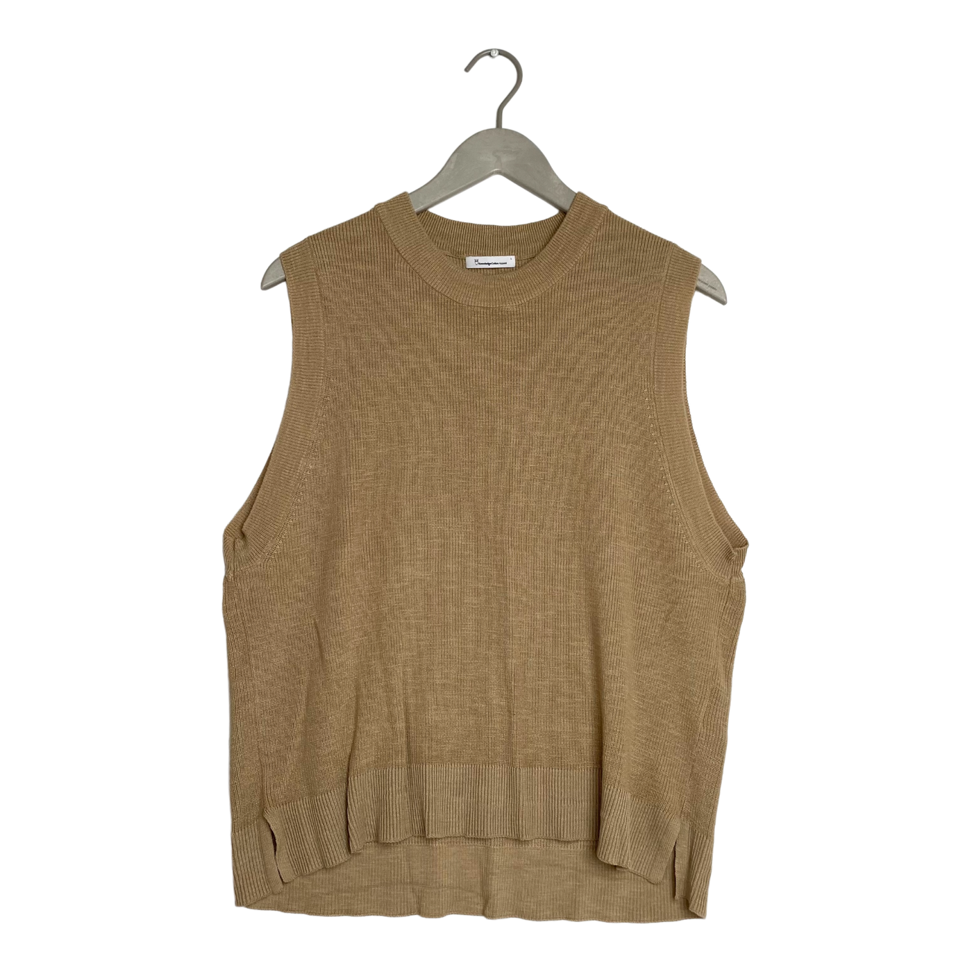 Knowledge Cotton knitted vest shirt, tan | woman L