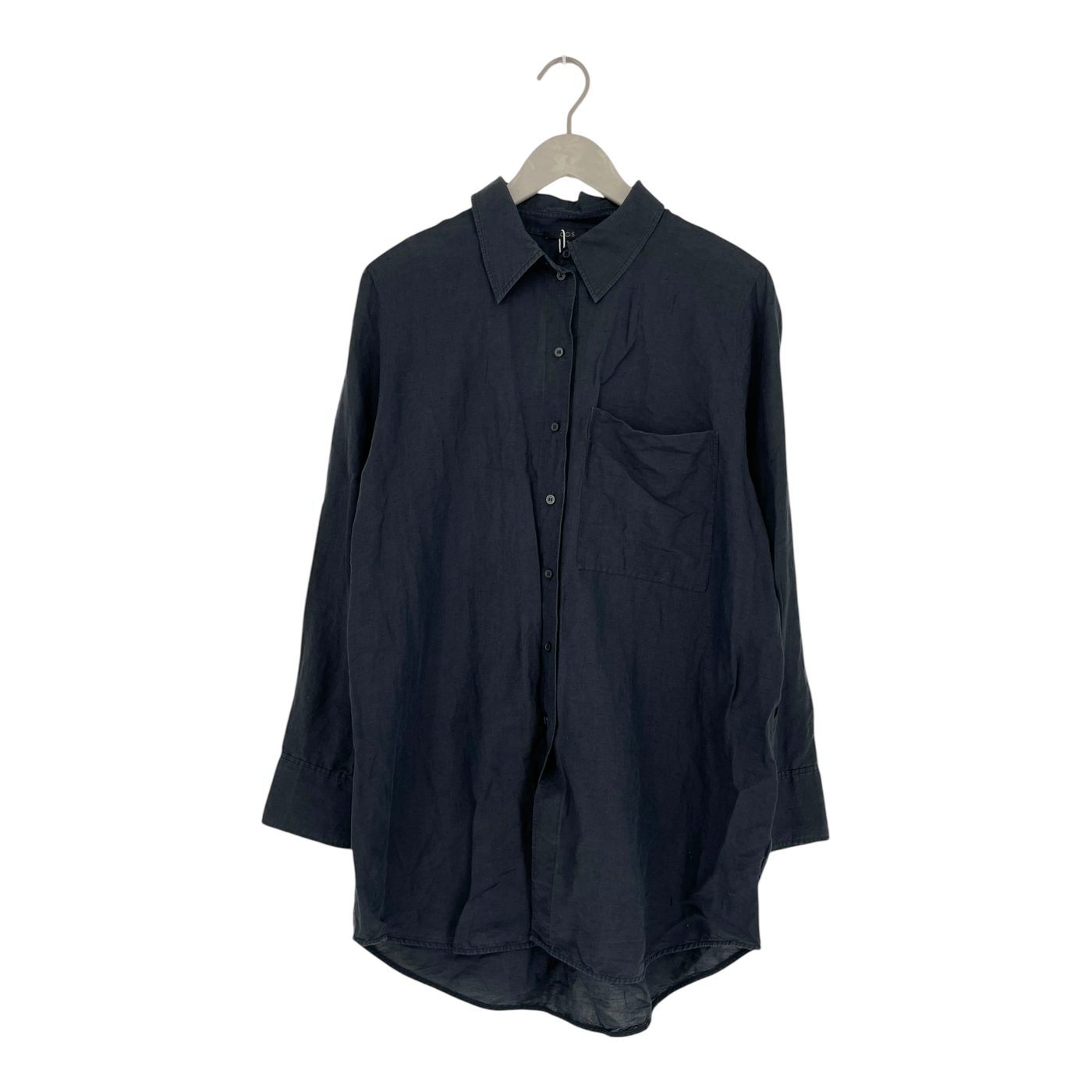 COS linen button up shirt, black | man 40