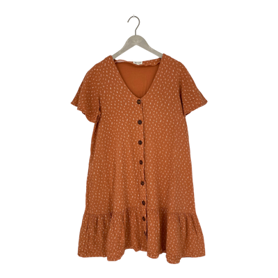 Kaiko muslin frill button dress, vintage leaf | woman S
