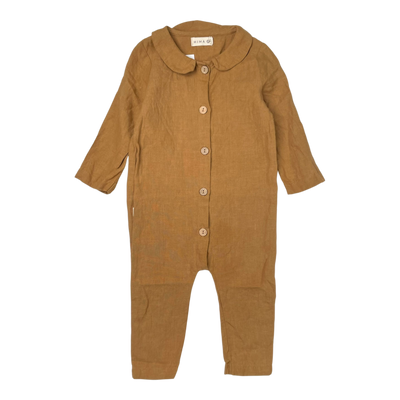 HIMA linen romper, caramel | 74/80cm