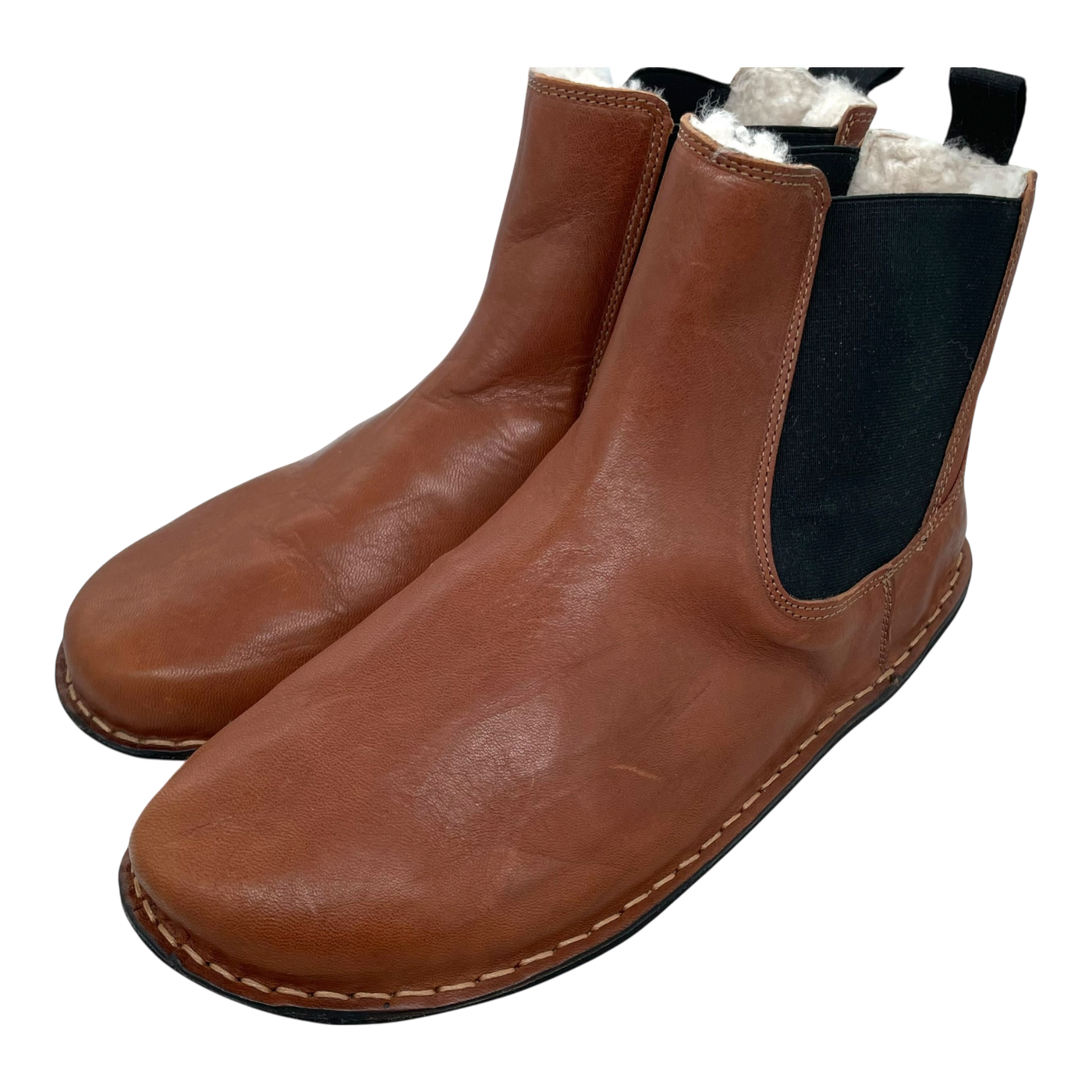 VIBAe Helsinki leather shearling boots, cognac brown | 42