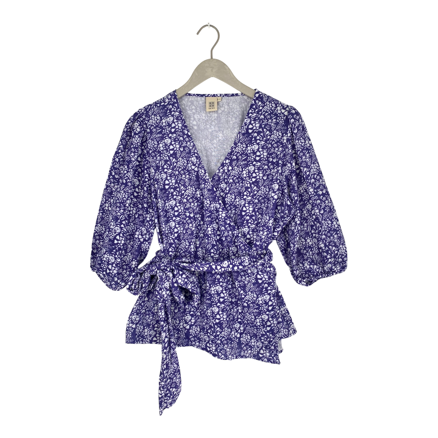 Kaiko muslin wrap blouse, lavender garden | woman M