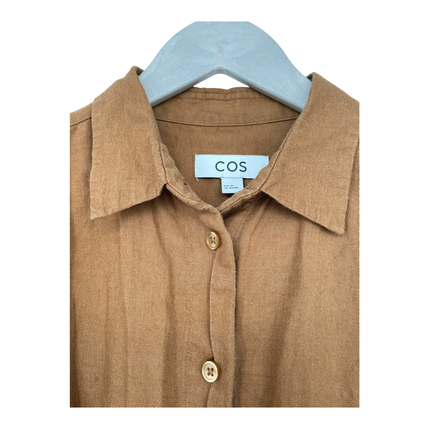 COS buttoned linen dress, caramel brown | woman 38