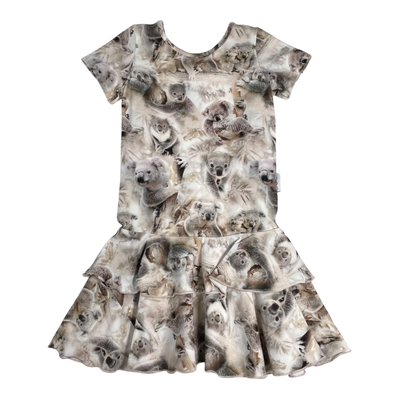 Gugguu frilla dress, koala | 116cm