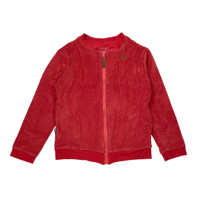 Metsola terry zipper sweatshirt, red | 134/140cm