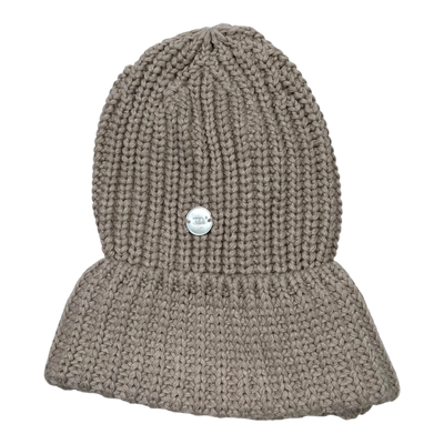 Metsola cable knit beanie with pom, beige | 7-8y