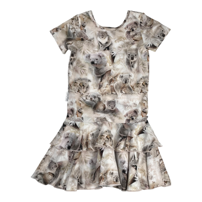 Gugguu frilla dress, koala | 116cm