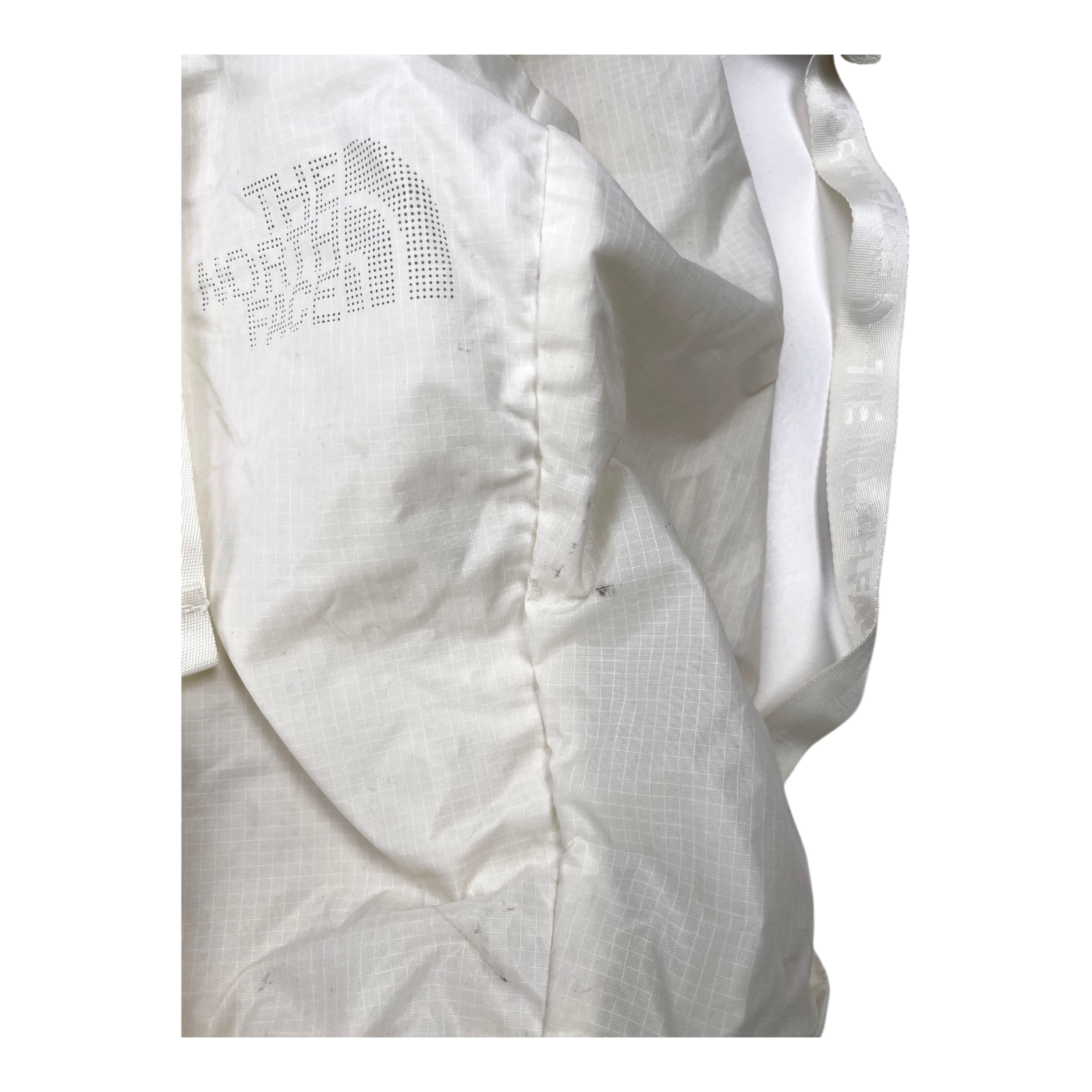 The North Face packable backpack, white