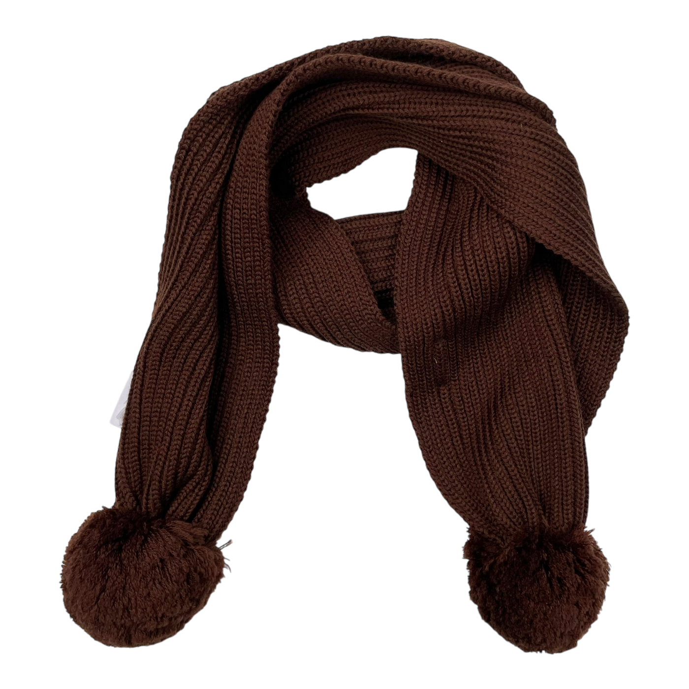 Gugguu merino scarf with poms, brown