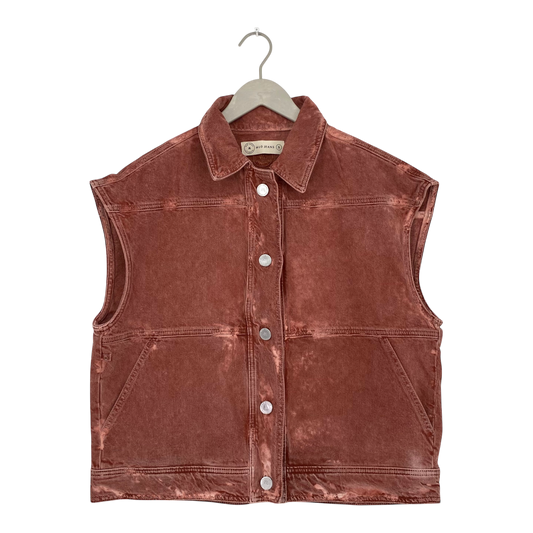 Mud Jeans vivian denim vest, brick | woman s