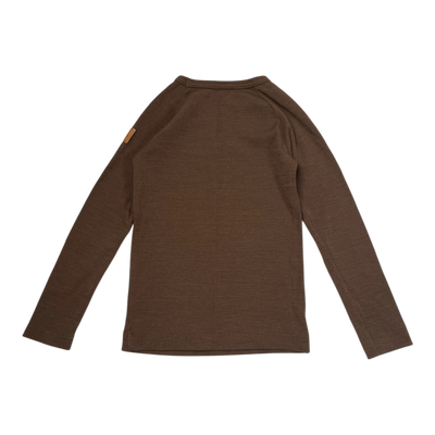 Metsola rib merino shirt, coffee | 110cm