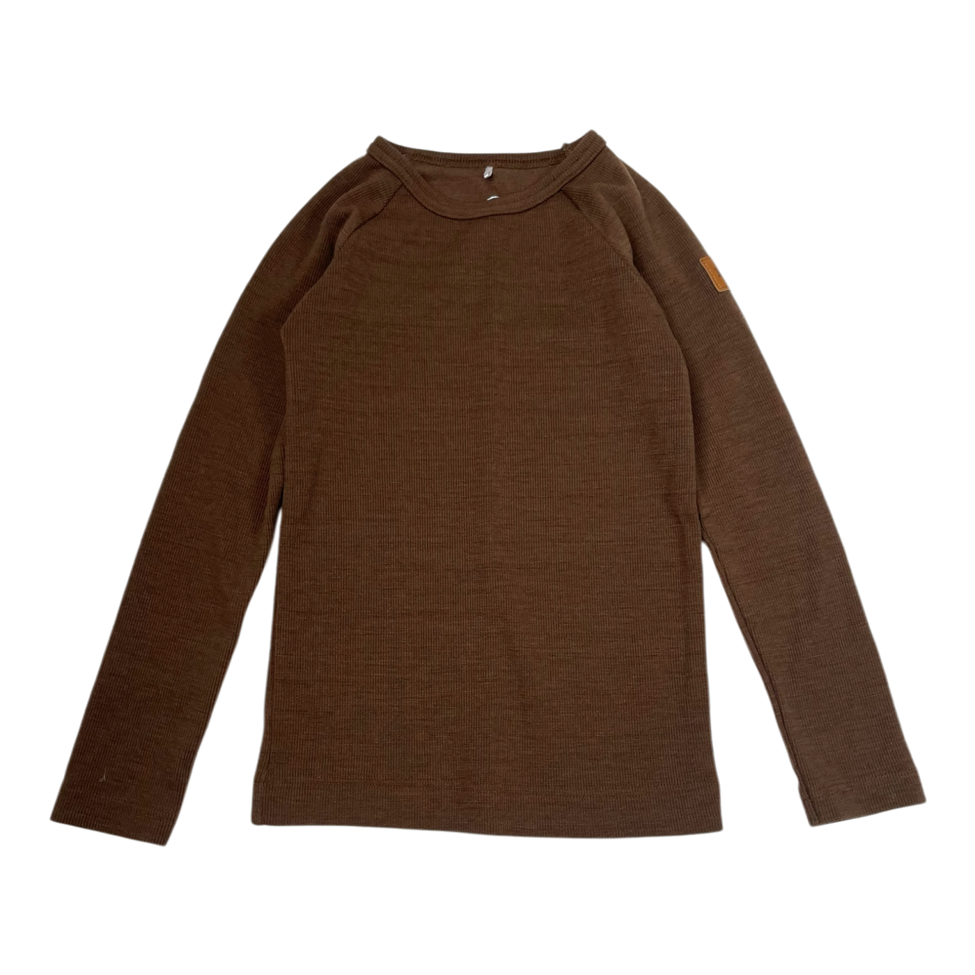 Metsola rib merino shirt, coffee | 110cm