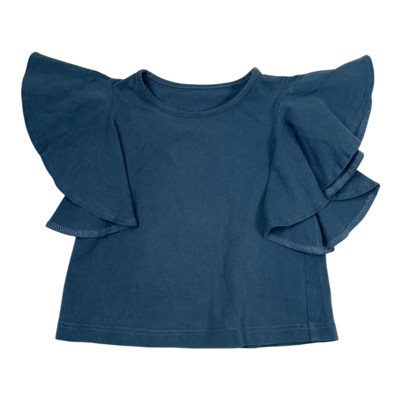 Metsola frill t-shirt, teal | 98cm