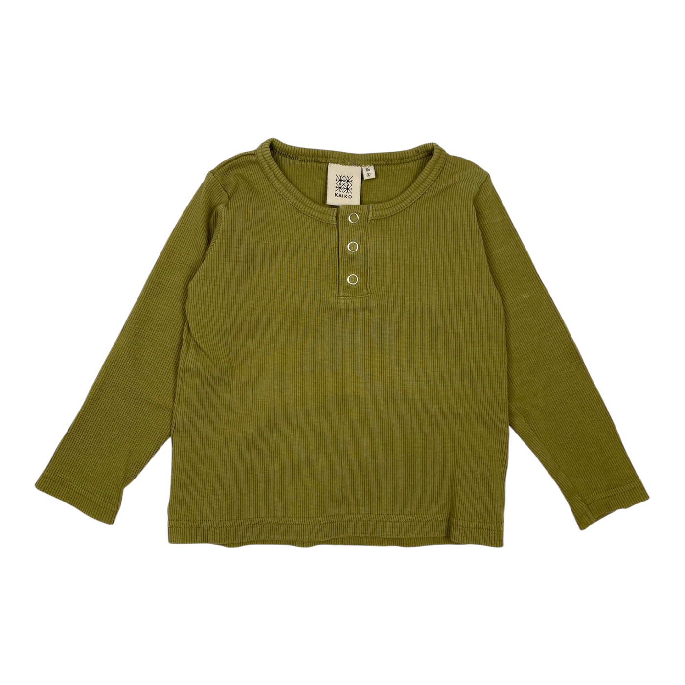 Kaiko rib shirt, olive | 86/92cm