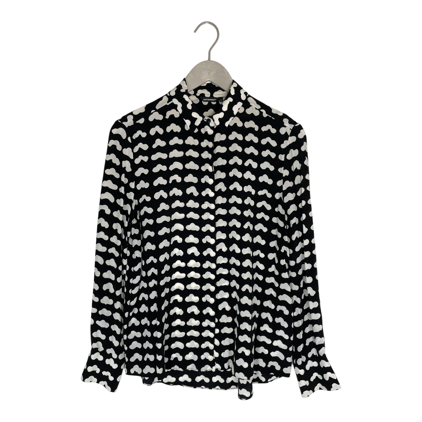 Marimekko vevet silk blouse, black/white | woman S