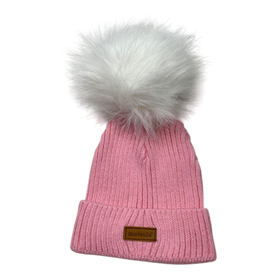 Metsola knit beanie with pom, pink | 6-8y