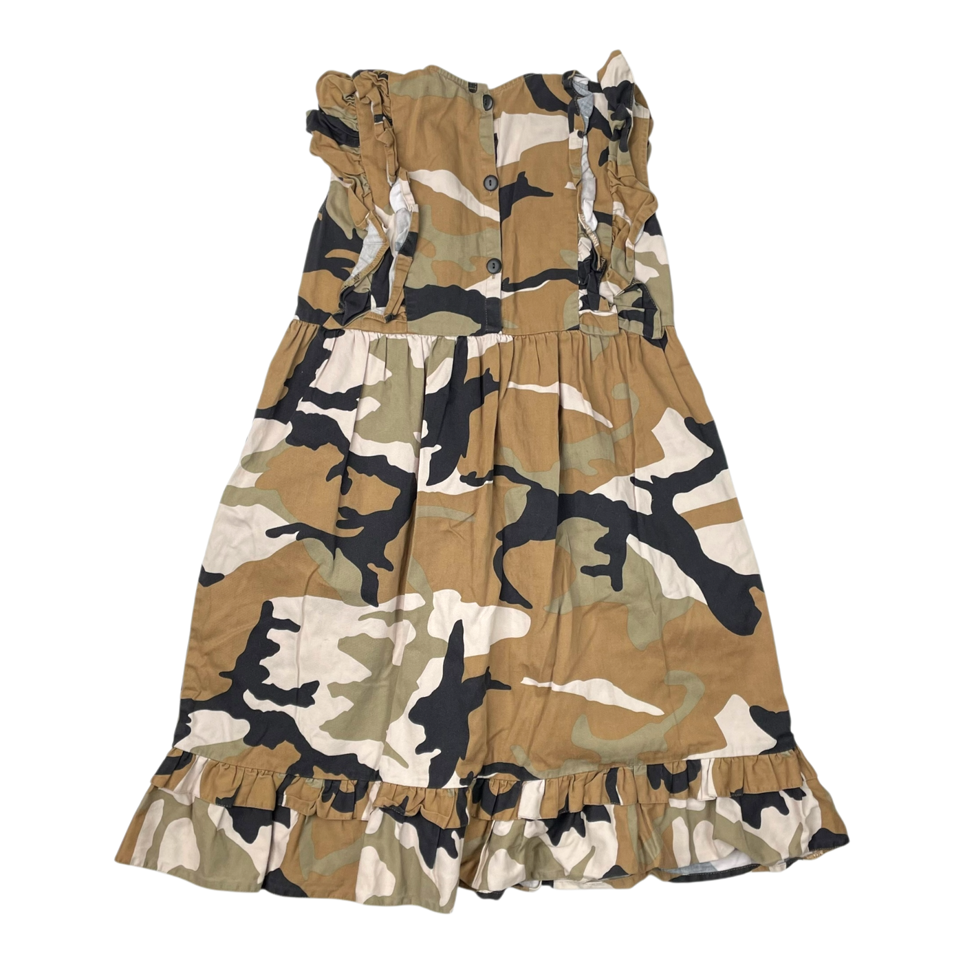 Vimma ruffle woven dress, camo | 130cm