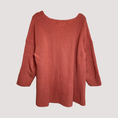 chunky v-neck knit, raspberry | women M